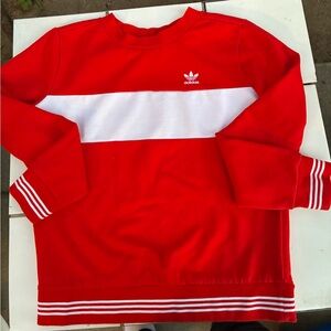 Vintage Adidas Size Small Unisex ? Sweatshirt Color Block Red Long Sleeve Top